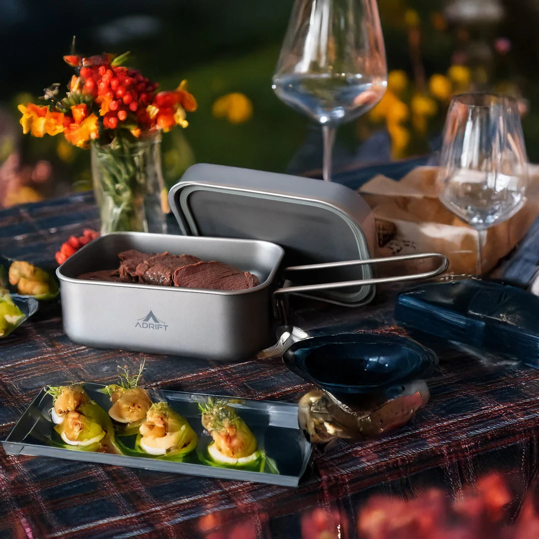 Ultralight Pure Titanium Lunch Box with Handle