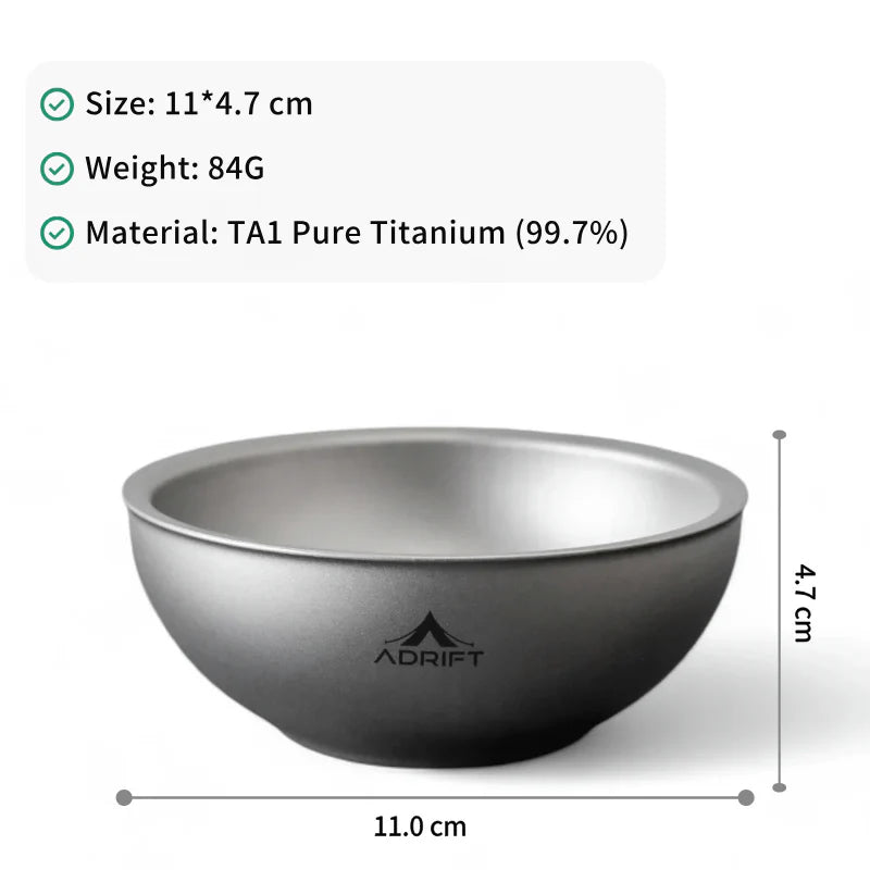 Ultralight Pure Titanium Double Layered Bowl