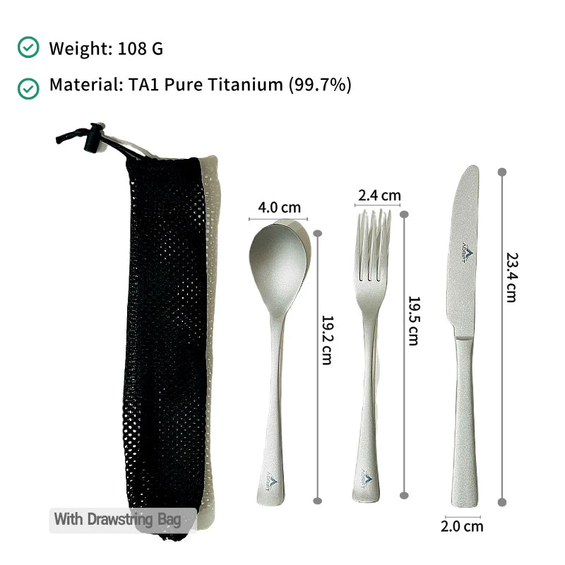 Ultralight Pure Titanium Alice Cutlery Set