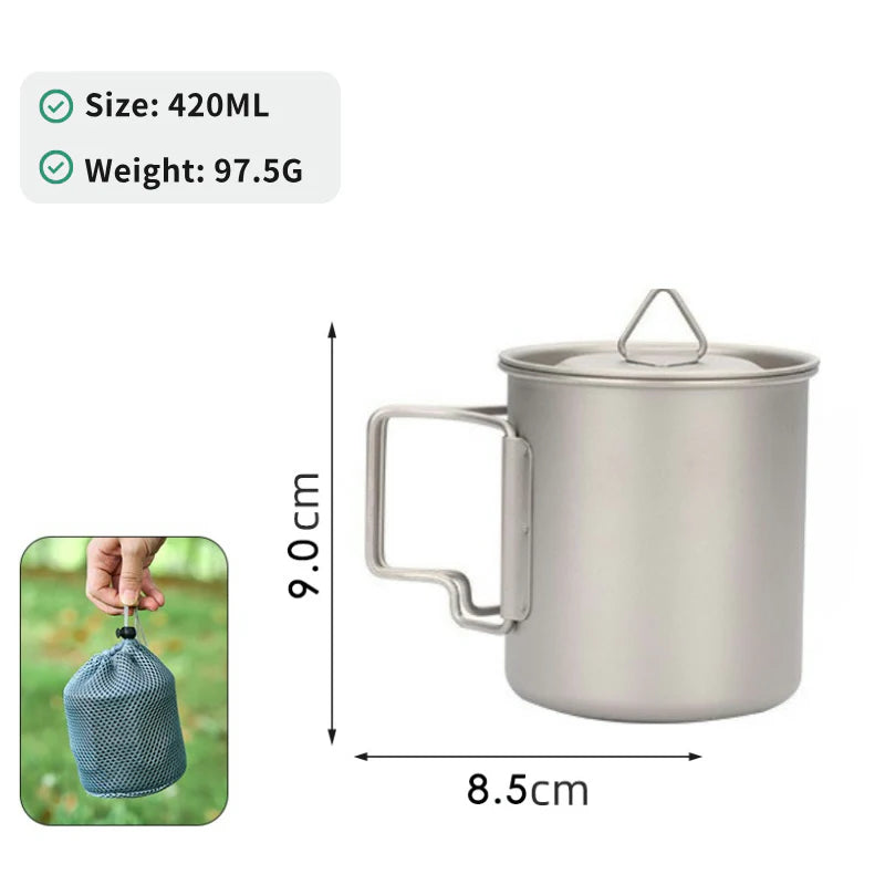 Ultralight Pure Titanium Mug with Lid