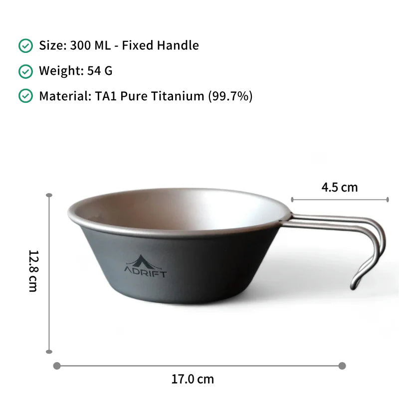 Ultralight Pure Titanium Bowl with Handle