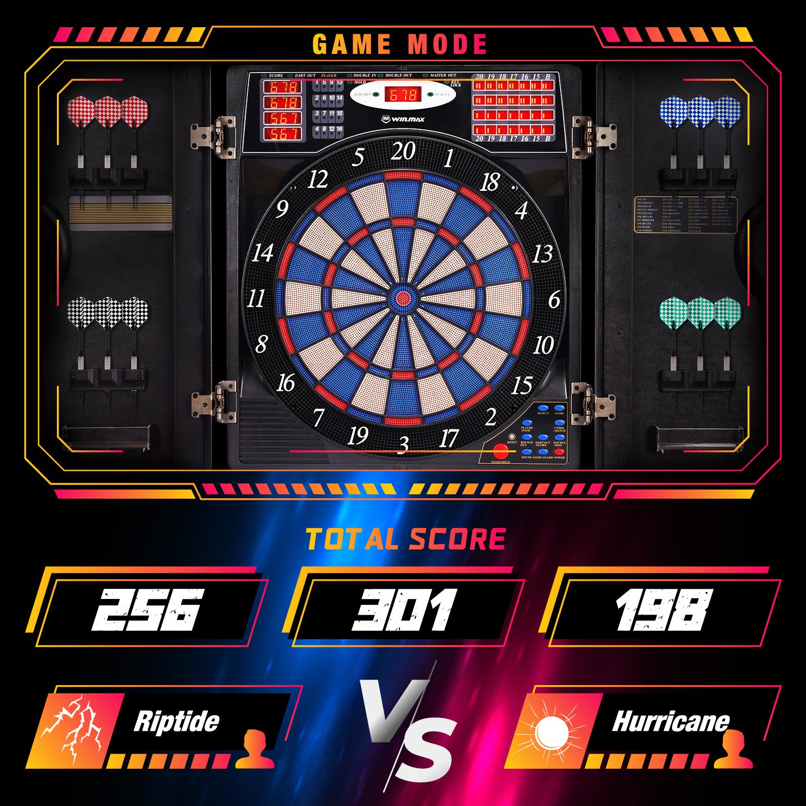 16-Player Electronic Dartboard Cabinet Set