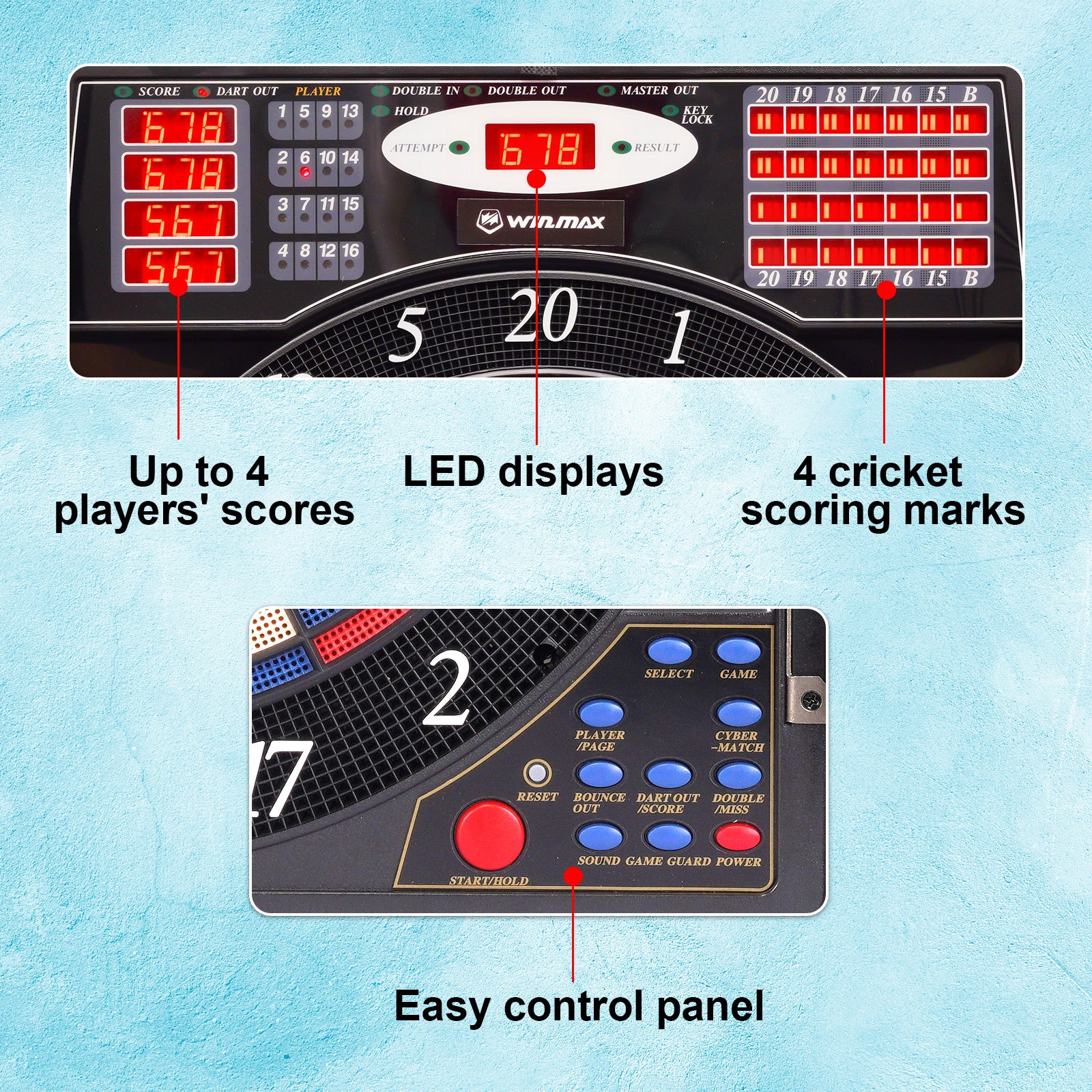 16-Player Electronic Dartboard Cabinet Set