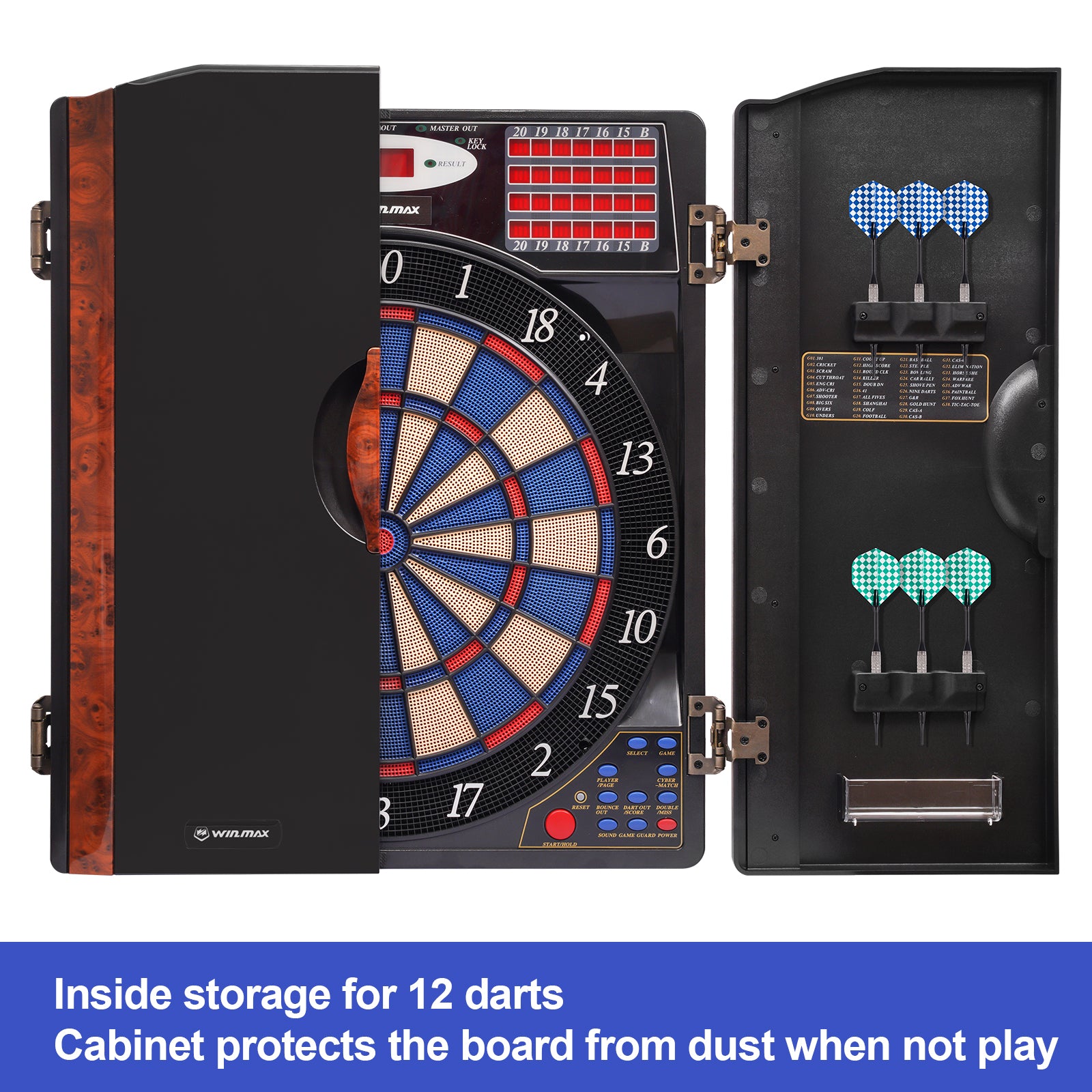 16-Player Electronic Dartboard Cabinet Set