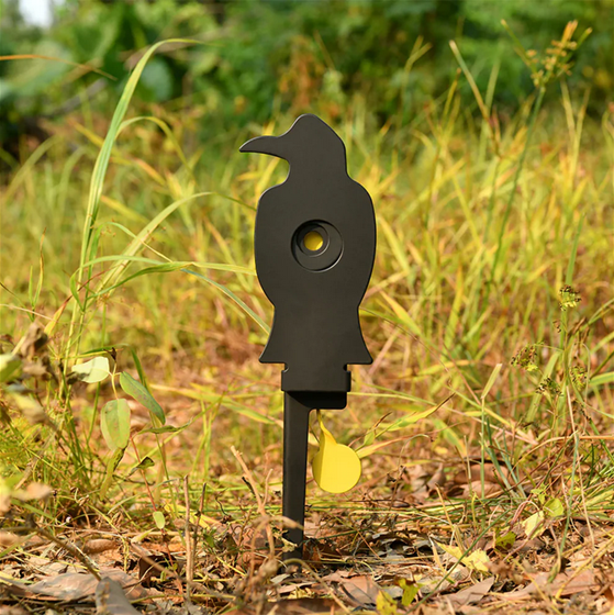 Airgun Knockdown Target Stand with Spinning Crow-Shaped Metal Target