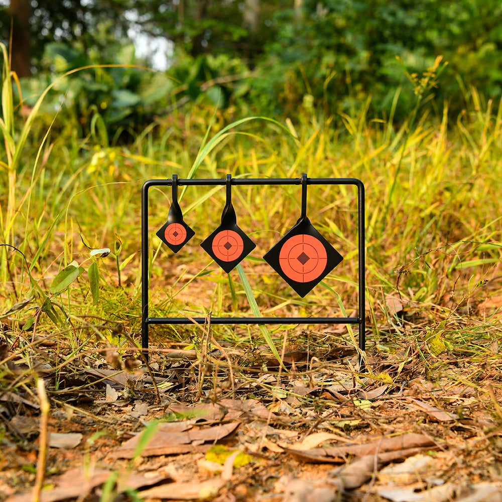 Outdoor Auto Reset Triple Steel Spinner Shooting Target Stand