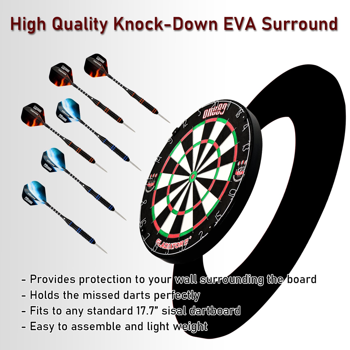 Gladiator 2 Darts + Dartboard + EVA Surround Combo