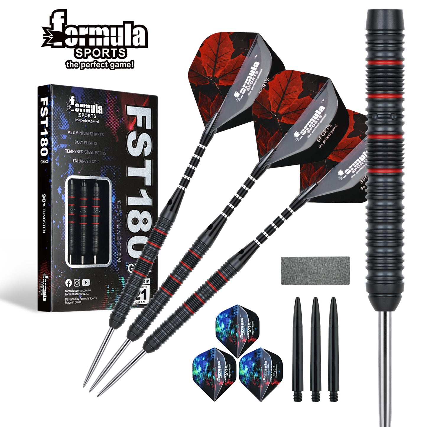 FST180 GEN2 Black + Red Dart Set (Pack of 3)