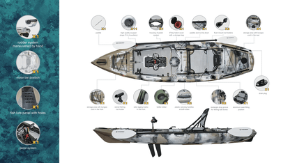 Killer Whale Single Fishing Kayak with Pedal System and Paddle Combo