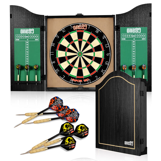 Vapor Wood Dartboard Cabinet Set with Dartboard + Darts + Scoreboard Combo